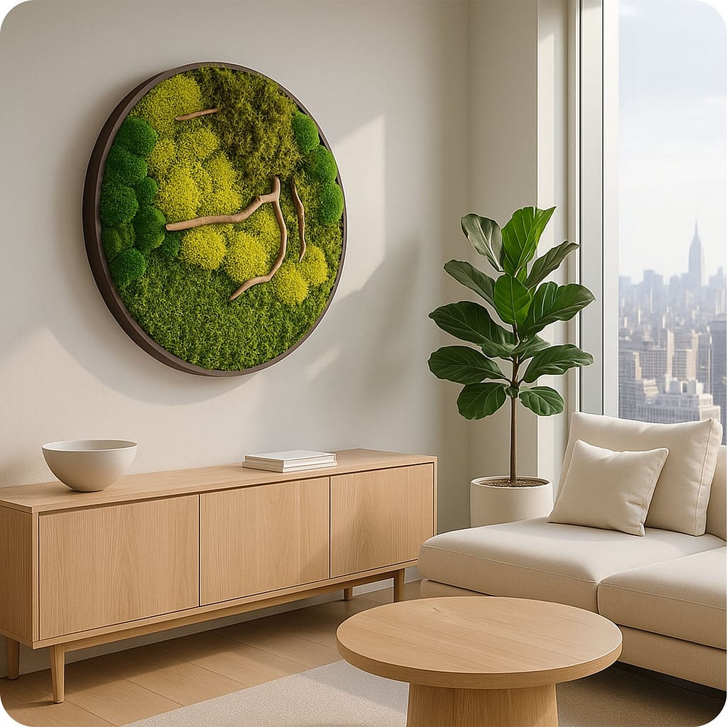 Example of living wall in modern luxury lobby interior.